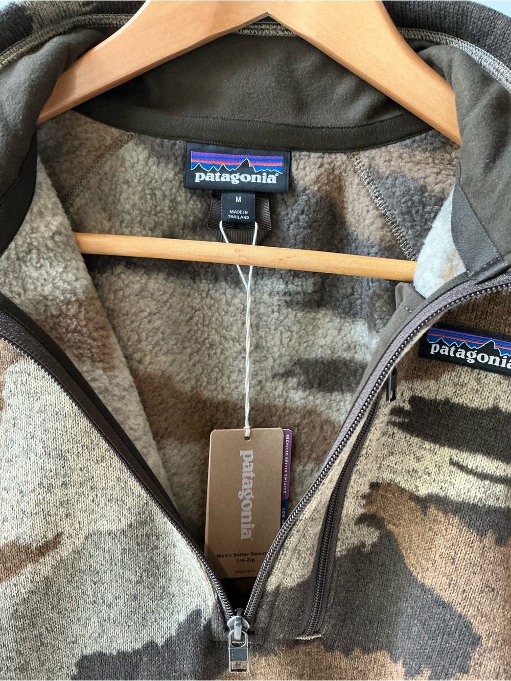 PATAGONIA Better Sweater 1/4 ZIP Kansas Sky Classic Tan Men’s Size Medium NWT! - Picture 5 of 11